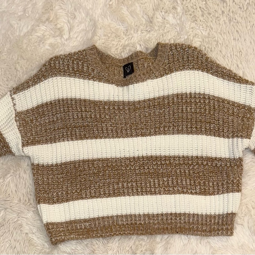 Windsor Brown and Cream Striped Knit Sweater